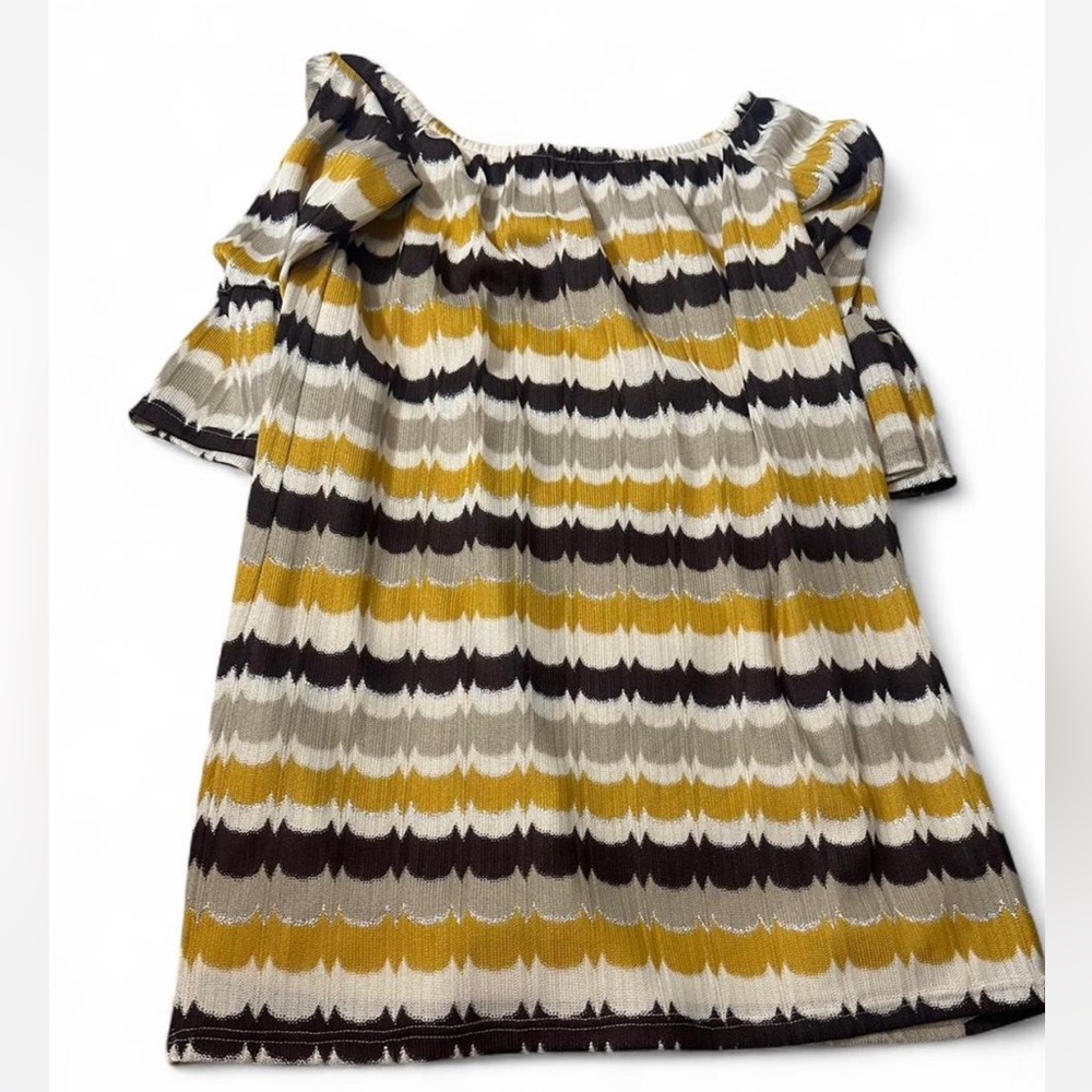 Striped Metallic Off Shoulder Dress - Picture 7 of 15